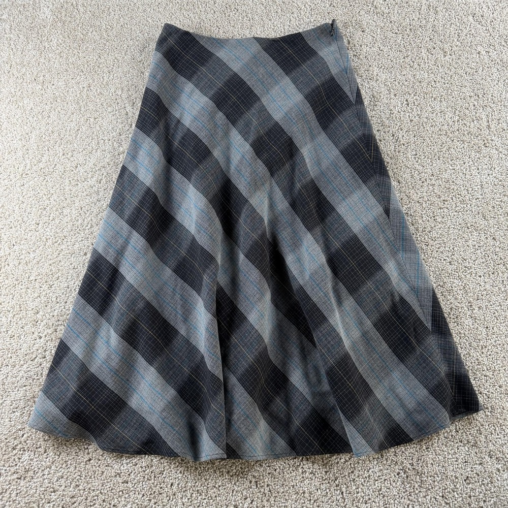 Jones Wear Skirt Womens 4 Gray Plaid Tweed A-Line Midi Lined Stretch Office - Picture 3 of 7